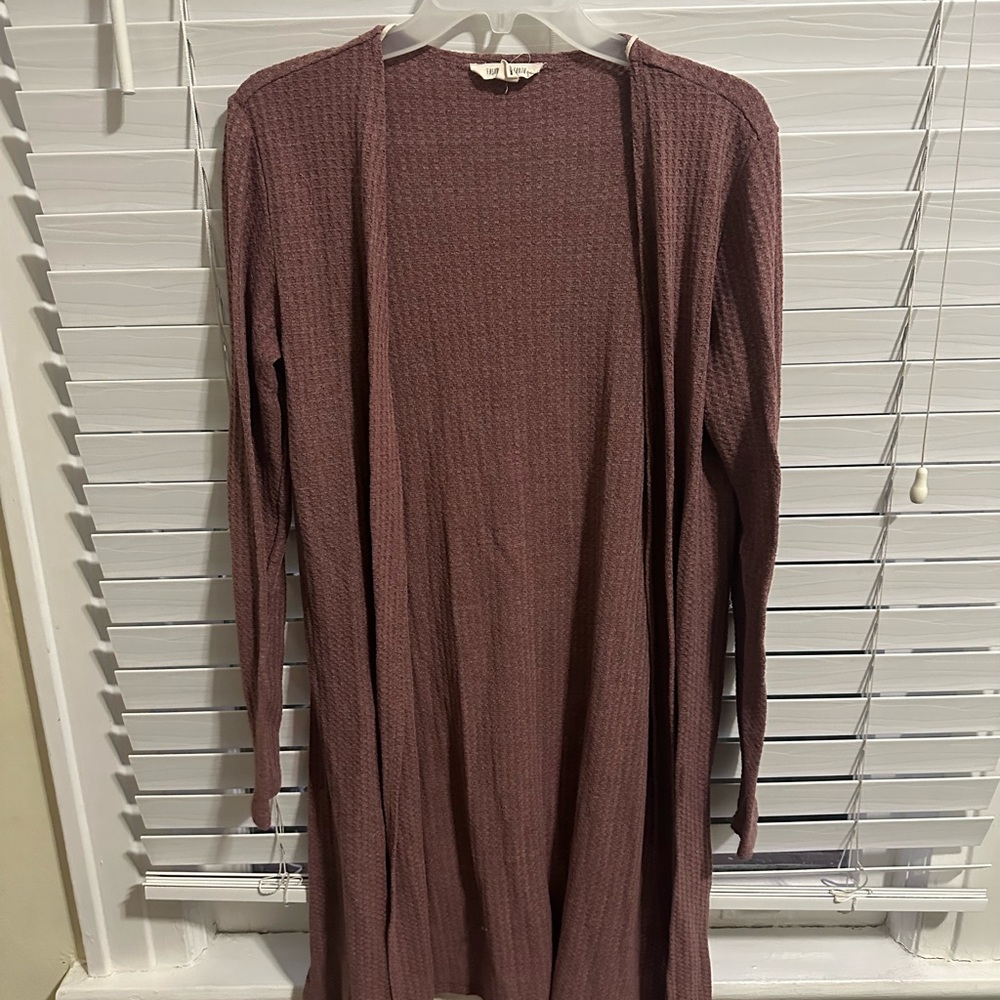 Women's Mauve Open-Front Cardigan